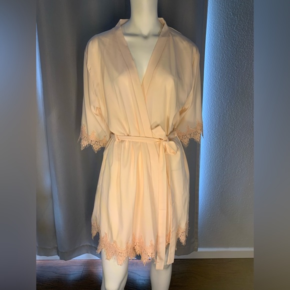 Other - Peach/pink sheer silk robe with tie
